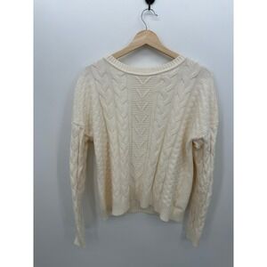 Cyrus Cream Cable Knit Sweater Women M Chunky Cozy Classic Heritage Quiet Luxury